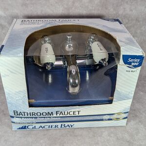 Glacier Bay Chrome Bathroom Faucet Two Handle Pop Up Drain Series 300 102-856L
